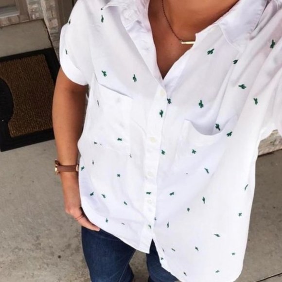 Madewell Tops - Madewell Embroidered Cactus Courier Shirt